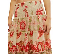 Free People Women's Super Thrills Printed Tiered Cotton Maxi Skirt