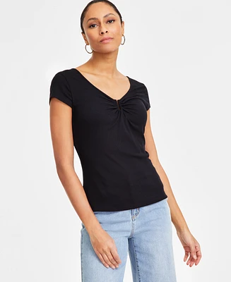 I.n.c. International Concepts Women's Hardware V-Neck Top, Exclusively at Macy's
