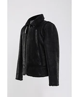 Furniq Uk Men's Leather Shearling Jacket