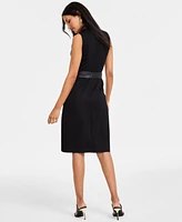 I.n.c. International Concepts Women's Belted Mixed-Media Dress, Exclusively at Macy's