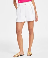 I.n.c. International Concepts Women's Pleated Belted Shorts, Exclusively at Macy's