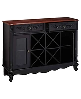 Kings Brand Furniture Guilford Buffet Server Wine Cabinet Console Table (Black