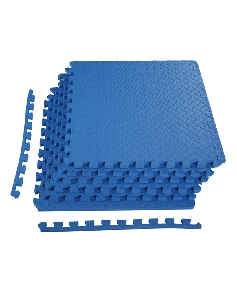 Everyday Essentials BalanceFrom Fitness 24 Sq Ft Interlocking Eva Foam Exercise Mat Tiles, Blue