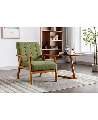 Streamdale Furniture Leisure Chair with Solid Wood Armrest and Feet, Mid-Century Modern Accent chair, for Living Room Bedroom Studio chair