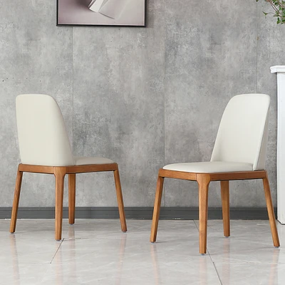 Dining Chairs Set of 2, Modern Pu Leather Dining wooden Legs for Living Kitchen Dining Room gray (Set of 2)