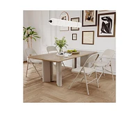 gaomon Dining Chairs Set of 4, Foldable Dining Chairs with Metal Frame Hold Up to 350 Pounds, Portable Beige Kitchen Chair Suitable for Dining Room, L