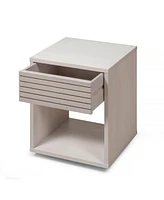 Woodek Set Of 2 Birch Wood Nightstands - Minimalist Bedside Table With Drawer & Shelf