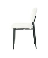 Modern Beige simple dining chair Fabric Upholstered Chairs home bedroom stool back dressing chair black metal legs(set of 4)