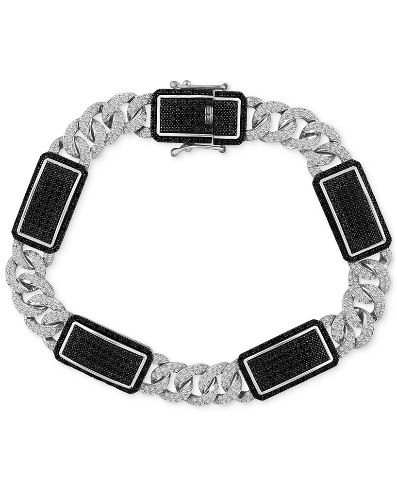 Men's Black & White Diamond Ceramic Link Bracelet (2-1/4 ct. t.w.) in Sterling Silver