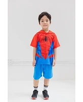 Marvel Boys Avengers Spider-Man Athletic T-Shirt Mesh Shorts Outfit Set