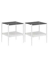 Coffee Table and End tables Set of 3, Tempered Glass Table with Mdf layer, Modern Tables for Living Room