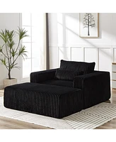 75-Inch Corduroy Sponge Sofa Lounge Chair with Removable footrest,No Assembly Required,Fluffy Modern Sleeper Chair for Indoor Living Room Bedroom