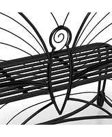 Butterfly Cast Metal Garden Bench, Outdoor Bench Patio Seat, Park Bench Outdoor Seating for Garden, Yard, Park, Entryway
