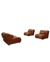 Contemporary Green Modular Sofa with Plush Chenille Upholstery - 3-Seat Sectional with Deep Seating & Soft Backrest - Perfect for Living Room Decor
