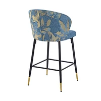 Set of 2 Jacquard Upholstered Counter Bar Stools,28'' Seat Height for Kitchen & Dining-The Pop Home
