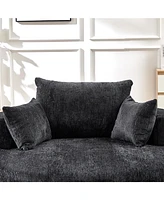 55''L Chenille Sponge single sofa,No Assembly Required,Fluffy Modern Sleeper Chair for Living room, Bedroom