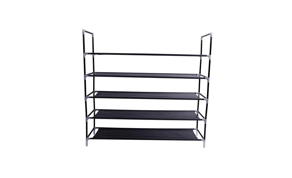 Slickblue 5-Tier Non-Woven Fabric Shoe Rack with Handle Easy Assembly Storage Solution for Organizing Footwear