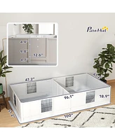 PawHut Two Rooms Design Whelping Box for Dogs w/ Pad, 96" x 47" x 19"