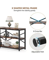 Tribesigns 3-Tier Industrial Hallway Entryway Table,70.9 Inch Extra Long Console Table, Modern Sofa Table Behind Couch Table with Storage Shelves