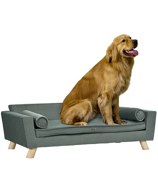 PawHut 39" Dog Couch Sofa with Removable Pillow, Modern Pet Sofa Bed,