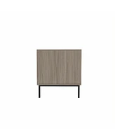 Elegant Veener Weaving Design Coffee Table with 4 Sliding Door, Wooden Center Rectangular Table with Symmetrical Design Storage Cabinet