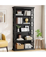 Tribesigns 71 Inches 6-Tier Industrial Bookshelves and Bookcases, Floor Standing 5 Shelf Display Storage Shelves Tall Bookcase