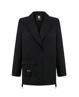 Nocturne Women's Double-Breasted Jacket with Accessory Belt Detail