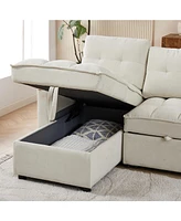 Streamdale Furniture 78.75" Reclining Sofa, Pull-Out Sofa Bed with Usb and tape-c charging ports, L-Shaped Sectional Sofa with Reclining Storage and A