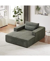 75-Inch Corduroy Sponge Sofa Lounge Chair,No Assembly Required,Fluffy Modern Sleeper Chair for Indoor Living Room Bedroom