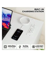 gaomon Dresser For Bedroom With Led Lights And Charging Station, 6 Drawer Double Dresser With 2 Shelves