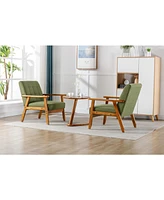 Accent Chairs Set of 2 with Side Table, Mid Century Modern Accent Chair, Wood and Fabric Armchairs Side Chair, Lounge Reading Comfy Arm Chair for Livi