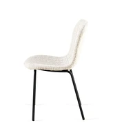 Streamdale Furniture Off White Boucle Dining Chairs Set of 4,Mid-Century Modern Upholstered Pu Leather Chairs,for Kitchen Dining Room