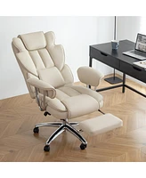 Streamdale Furniture Office Chair, Big and Tall Executive Office Chair with Footrest, Leather Computer Chair, Ergonomic Reclining Chair High Back, Lar