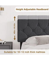 gaomon Queen Size Bed Frame with Charging Station,Tufted Upholstered Headboard