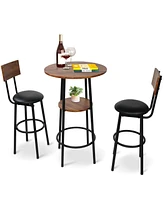 Slickblue 3-Piece Round Bar Table and Chairs Set Stylish Bistro Dining for Indoor & Outdoor