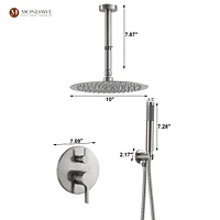 Mondawe Brush Nickel 10 Inch Round Bathroom Shower Combo Set