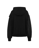 Nocturne Women's Hooded Sweatshirt with Taffeta Drape Detail