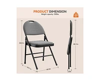 gaomon 4 Pack Folding Chairs,Outdoor & Indoor Event Portable Metal Folding Chairs with Cushion,Fabric Dining Chair Set with Padded Cushion and Back