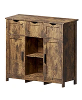 Streamdale Furniture Storage Cabinets,Wooden Floor Cabinet,with Drawers and Shelves Storage Cabinets,Accent Cabinet for Living Room,Bedroom,Bathroom F