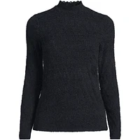 Lands' End Plus Long Sleeve Brushed Lace Mock Neck Top