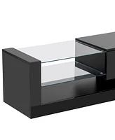 Slickblue Modern High Gloss Tv Stand with Two Media Storage Cabinets Entertainment Center for 75" TVs