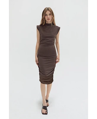 Crescent Women's Elize Mock Neck Knit Bodycon Midi Dress