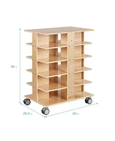 ECR4Kids 20-Compartment Mobile Storage Tower, 5x4, Natural