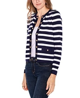 Belldini Women's Black Label Nautical Stripe Open-Front Cardigan Sweater