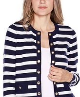 Belldini Women's Black Label Nautical Stripe Open-Front Cardigan Sweater