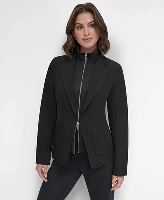 Dkny Women's Double Insert Zip-Front Jacket