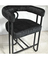 Bar Stools Set of 1, Modern Bar Stool with Back, Black Metal Frames, Upholstered Bar Stools for Kitchen Island, Pub