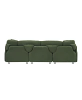 Streamdale Furniture 95.3 inches velvet green two throw pillows, spacious and comfortable 3 seat sofa, suitable for modern living room. green