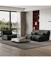 Streamdale Furniture Modern Black Chenille Sofa Set - 3-Seat Modular Sectional Couch with Cylindrical Pillows for Living Room