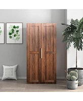 Streamdale Furniture 62.99in Kitchen Pantry Cabinet, Walnut Freestanding Buffet Cupboards Sideboard with Doors & Shelves, Kitchen Pantry Storage Cabin